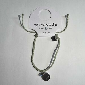 Pura Vida Mint Green Bracelet with Silver Charm